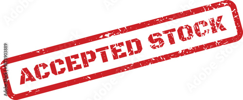 A diagonal red rubber stamp mark features the words Accepted Stock for an official approval graphic