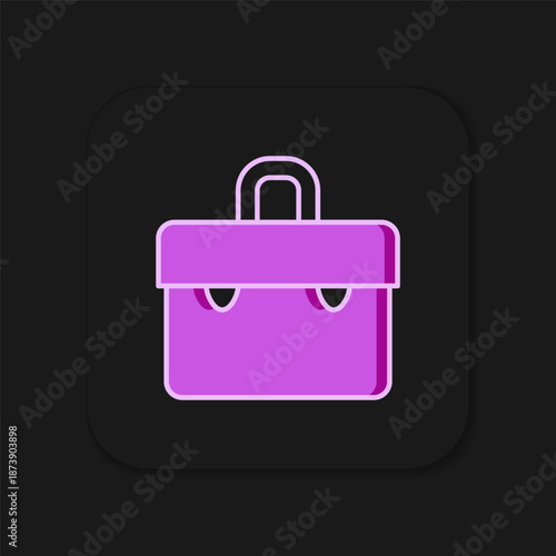 Filled outline Briefcase icon isolated on black background. Business case sign. Business portfolio. Flat filled outline style with shadow. Vector