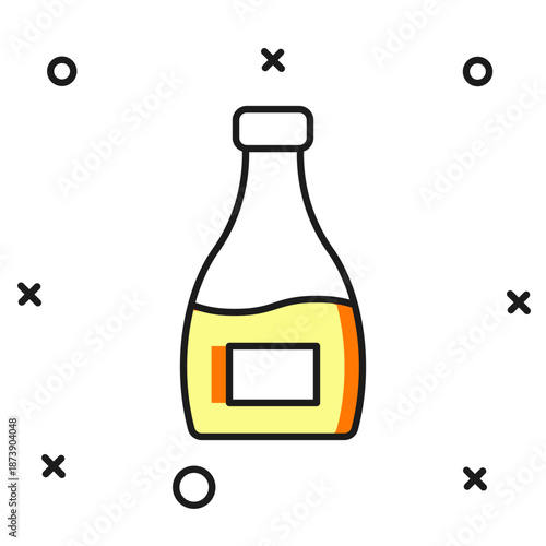 Filled outline Sauce bottle icon isolated on white background. Ketchup, mustard and mayonnaise bottles with sauce for fast food. Flat filled outline style with shadow. Vector