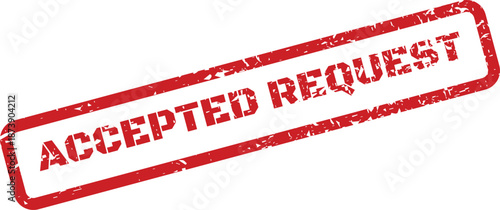 A distressed red rubber stamp with an accepted request message for service application approval