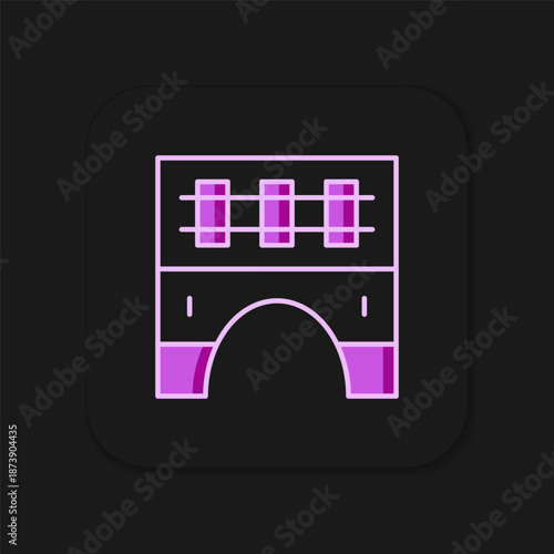 Filled outline Bridge for train icon isolated on black background. Flat filled outline style with shadow. Vector