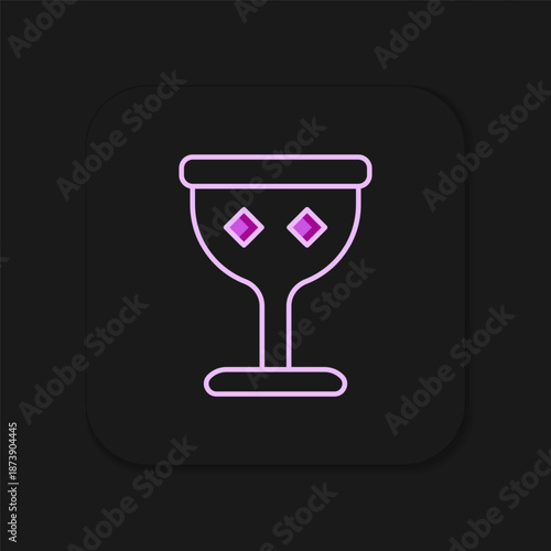 Filled outline Medieval goblet icon isolated on black background. Holy grail. Flat filled outline style with shadow. Vector