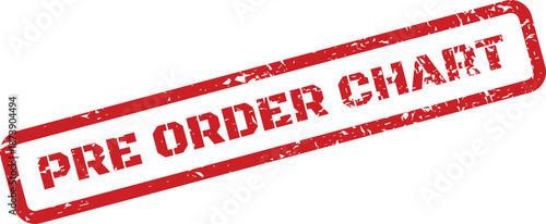 A rectangular red grunge rubber stamp impression displaying the words pre order chart for data visualization