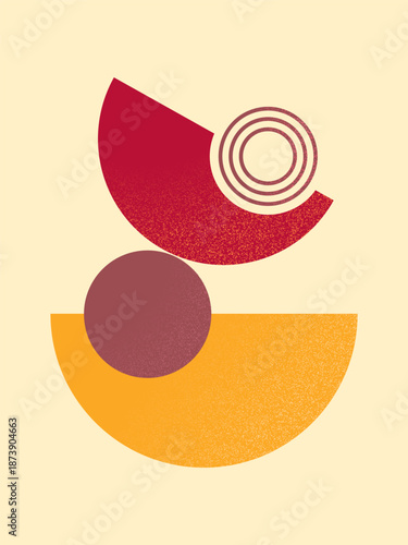 Modern Aesthetic Design with Minimalist Circles with Grainy Texture