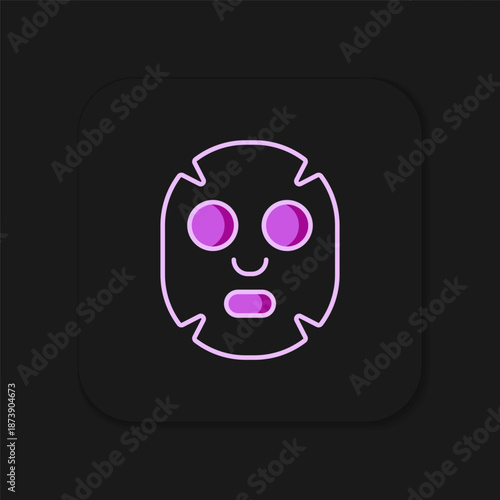 Filled outline Facial cosmetic mask icon isolated on black background. Cosmetology, medicine and health care. Flat filled outline style with shadow. Vector