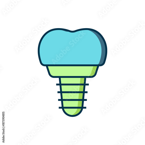 Filled outline Dental implant icon isolated on white background. Flat filled outline style with shadow. Vector