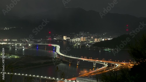 広島市高速3号線の仁保ジャンクションの夜景タイムラプス