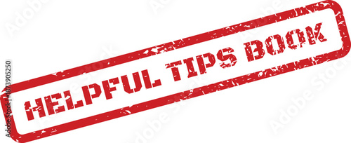 A vibrant red grunge texture rubber stamp indicates a helpful tips book resource