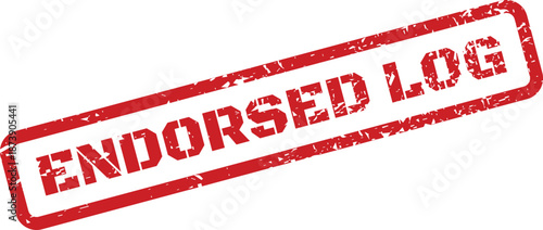 An official grunge red rubber stamp indicating an endorsed log entry for record keeping purposes