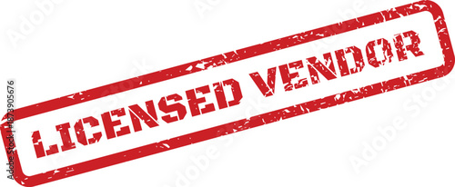 Authentication red grunge stamp showcasing licensed vendor text, confirming an approved supplier for services or goods
