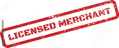 Bold red rubber stamp signifying an officially licensed merchant for conducting sales and commercial transactions