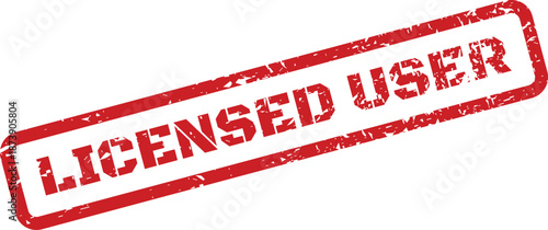 Digital red grunge stamp graphic with the phrase licensed user, denoting permission for product or software use