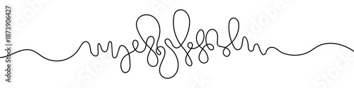 Continuous wavy or tangled line. Drawing with editable black stroke on a white background. Vector illustration, abstract idea.
