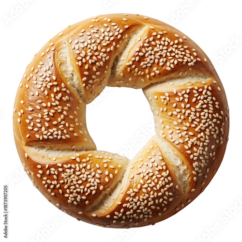Freshly Baked Golden Brown Sesame Seed Bagel isolated PNG with Transparent Background