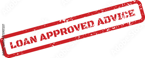 Distressed red stamp featuring Loan Approved Advice for expert financial guidance and counseling documents