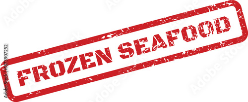 Distressed red stamp mark showing FROZEN SEAFOOD text, useful for product packaging and inventory management