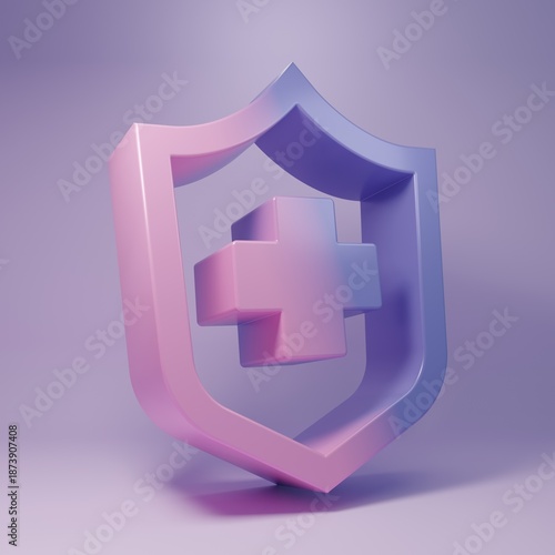 Purple Health insurance icon isolated on purple background. Patient protection. Security, safety, protection, protect concept. Minimalism concept. 3D render illustration