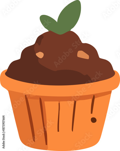 새싹이 자라난 화분 일러스트