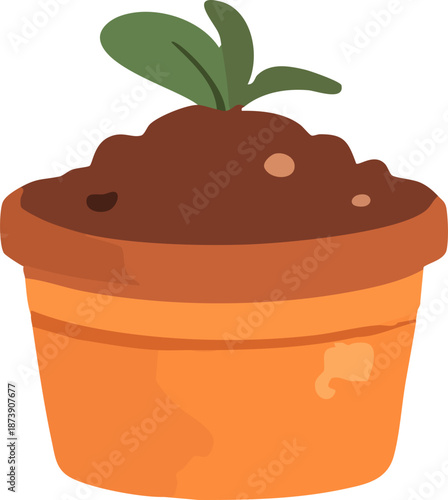 새싹이 자라난 화분 일러스트