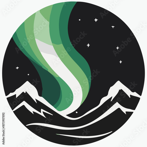 northern lights aurora logo color illustration vector
