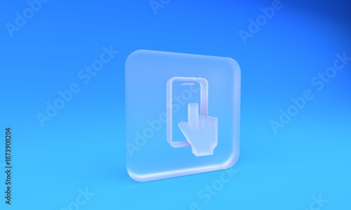Frosted glass Phone repair service icon isolated on blue background. Adjusting, service, setting, maintenance, repair, fixing. Square frosted glass button. 3D render illustration