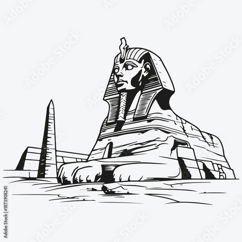 Sphinx in Egypt sketch illustration vector