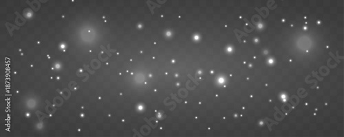 Floating airy cloud of white dust particles creates smooth motion, subtle glow, and modern abstract atmosphere. vector