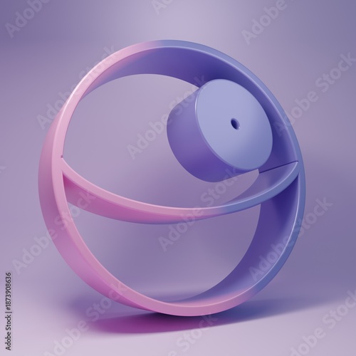 Purple Planet icon isolated on purple background. Minimalism concept. 3D render illustration