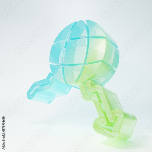 Frosted glass Global economic crisis icon isolated on white background. World finance crisis. Minimalism concept. 3D render illustration