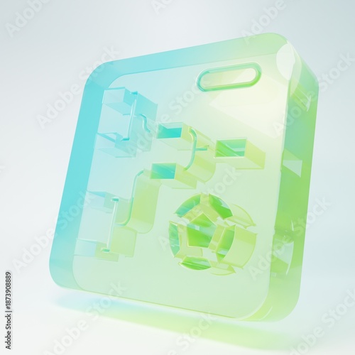 Frosted glass Results and standing tables scoreboard championship tournament bracket icon isolated on white background. Minimalism concept. 3D render illustration