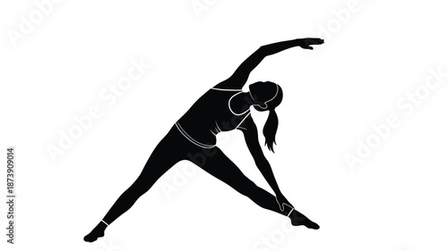 Woman stretching side bend pose a dynamic exercise illustration silhouette