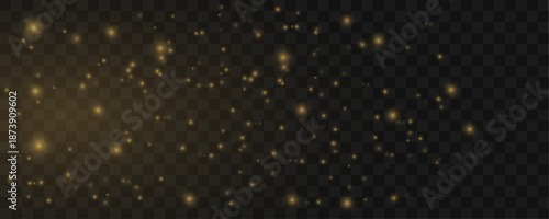 Floating cloud of golden dust particles drifts smoothly, forming layered abstract motion and soft glow. vector