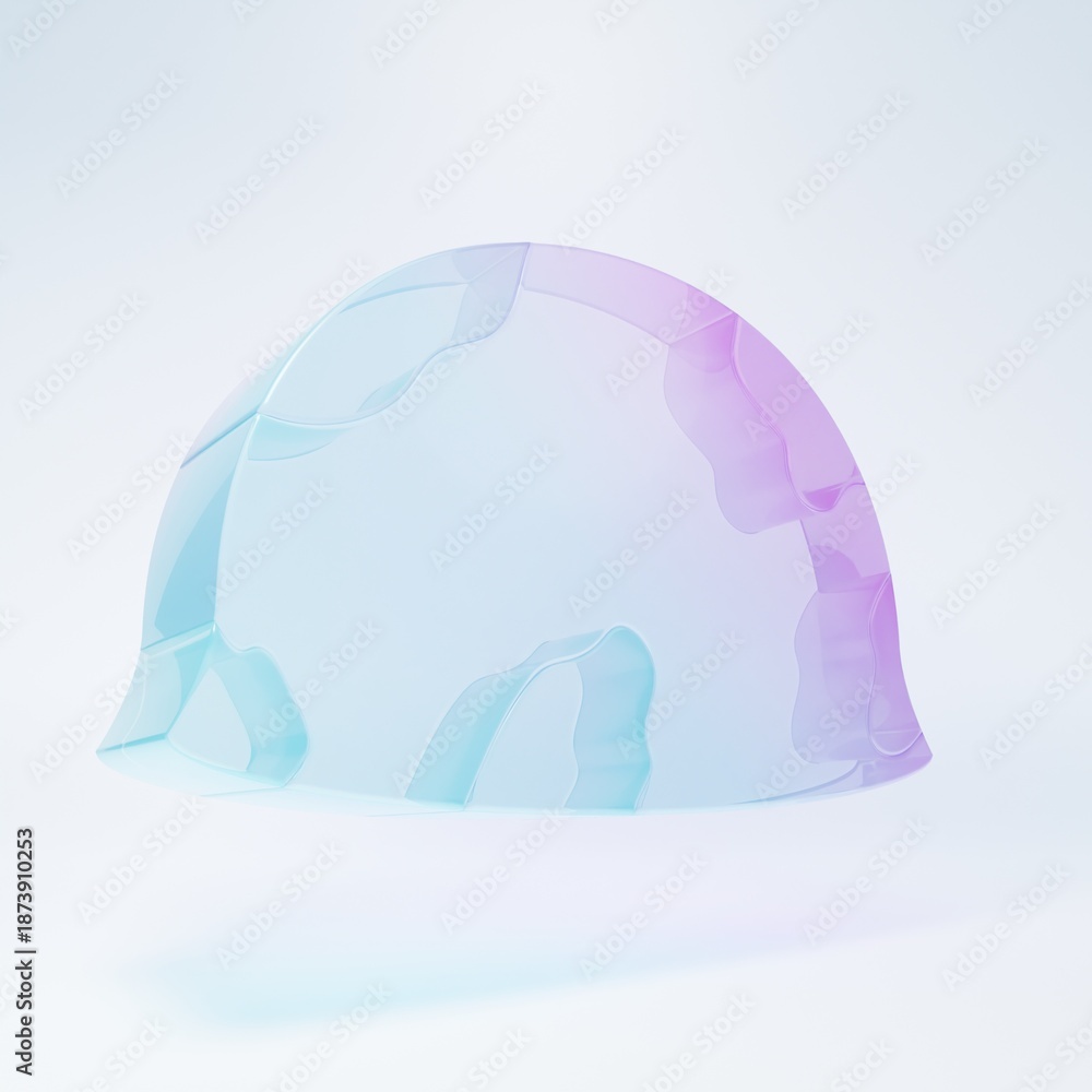 Obraz premium Frosted glass Military helmet icon isolated on white background. Army hat symbol of defense and protect. Protective hat. Minimalism concept. 3D render illustration