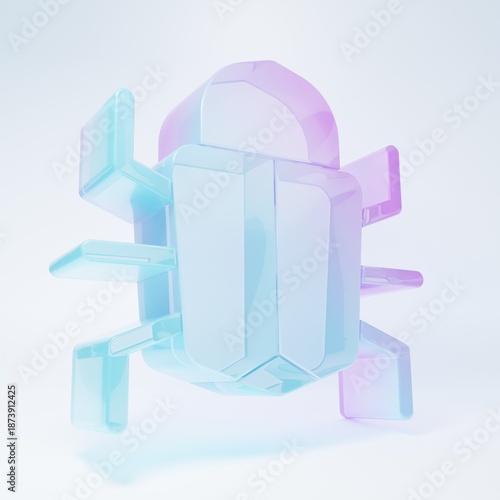 Frosted glass System bug concept icon isolated on white background. Code bug concept. Bug in the system. Bug searching. Minimalism concept. 3D render illustration