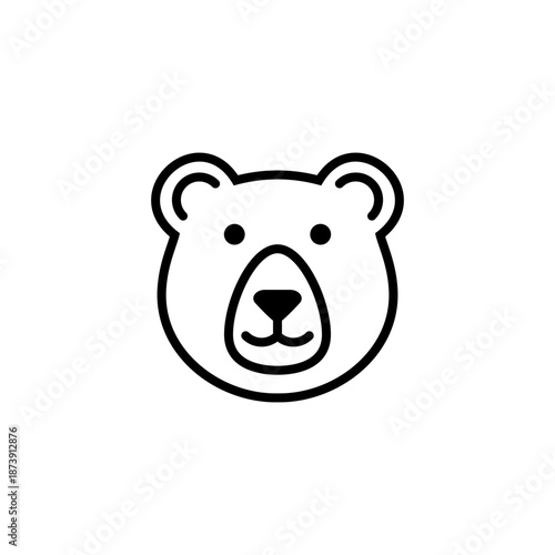 Bear head and face outline. Cute bear head line icon, outline grizzly or teddy bear face. Vector illustration on white background.
