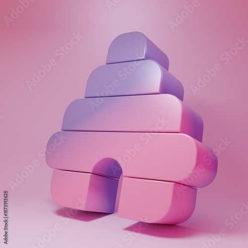 Purple-pink Hive for bees icon isolated on pink background. Beehive symbol. Apiary and beekeeping. Sweet natural food. Minimalism concept. 3D render illustration