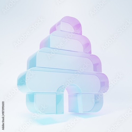 Frosted glass Hive for bees icon isolated on white background. Beehive symbol. Apiary and beekeeping. Sweet natural food. Minimalism concept. 3D render illustration
