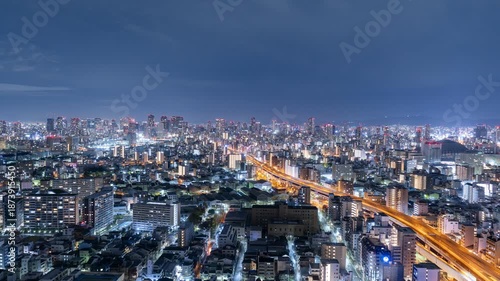 Wallpaper Mural 大阪の都市風景と夜景タイムラプス 右パン Torontodigital.ca