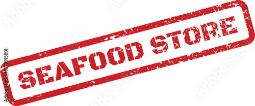 Red grunge stamp with distressed texture for a seafood store business promotion graphic