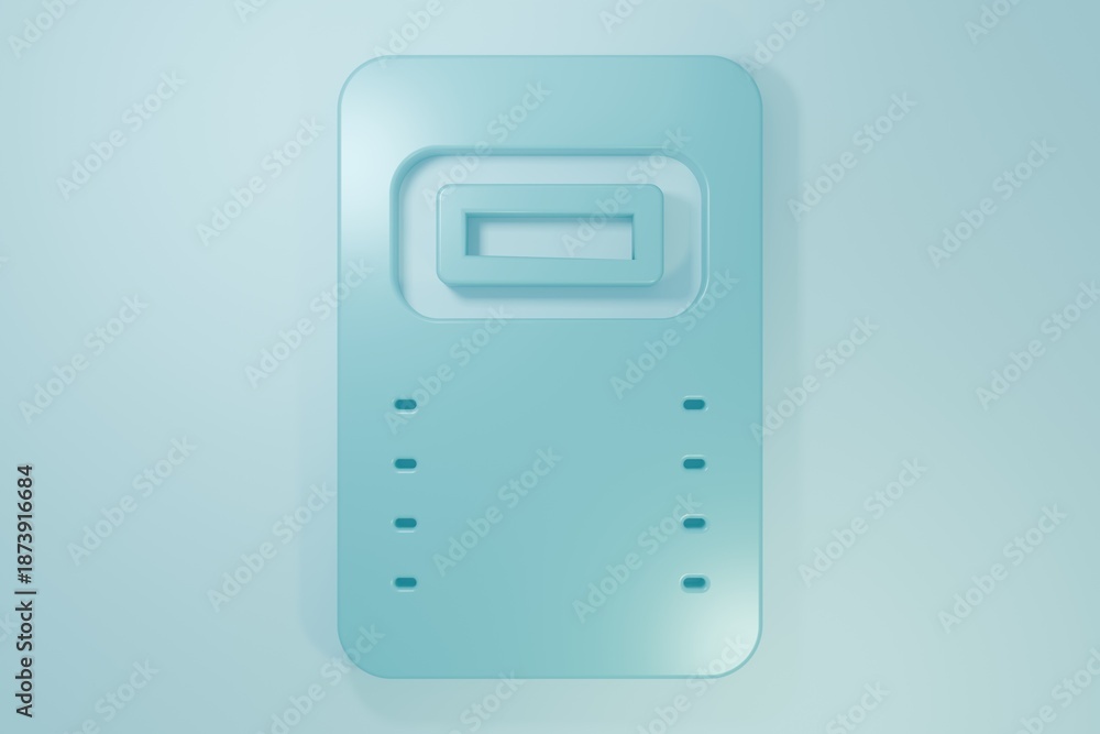 Fototapeta premium Blue Police assault shield icon isolated on blue background. Minimalism concept. 3D render illustration