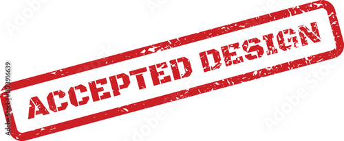 Red textured rubber stamp mark indicating a creative design approval for project implementation
