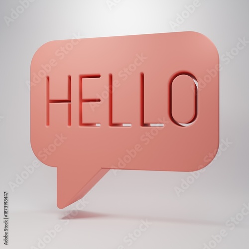 Pink Hello in different languages icon isolated on pink background. Speech bubbles. Minimalism concept. 3D render illustration