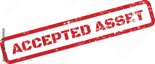 Vivid red grunge stamp illustration featuring the text ACCEPTED ASSET for inventory management