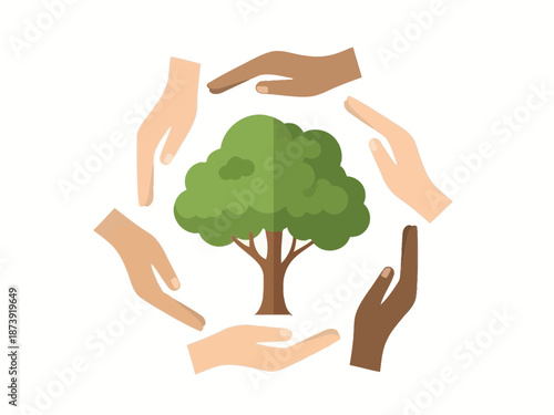 Protecting Our Planet A Symbol of Unity and Environmental Stewardship Depicted Through Hands and a Tree
