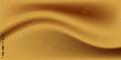 Golden silk fabric liquid texture. Realistic vector background of satin glossy cloth with abstract waves and ripples. Luxury soft smooth gold colored drapery with folds. Elegant material with wrinkles