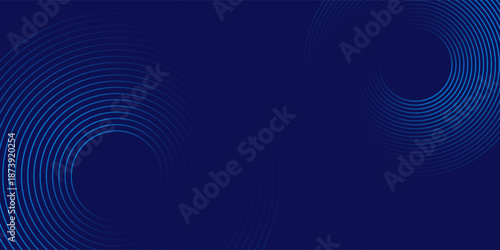 Circle gradient dark blue technology background. Geometric shapes radial connections