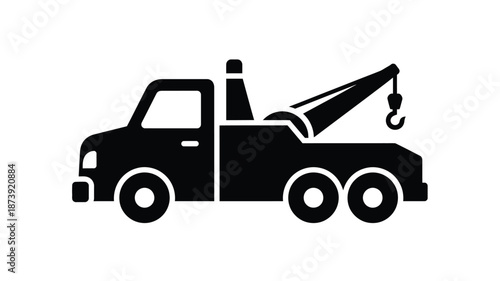 Black tow truck graphic design illustration simple vehicle transport silhouette