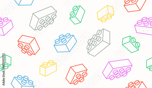 Cute brick block pattern background vector design