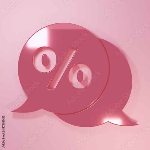 Pink Discount percent tag icon isolated on pink background. Shopping tag sign. Special offer sign. Discount coupons symbol. Minimalism concept. 3D render illustration
