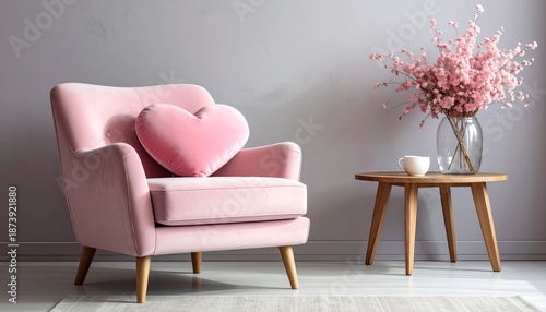 Luxurious vintage pink leather chair